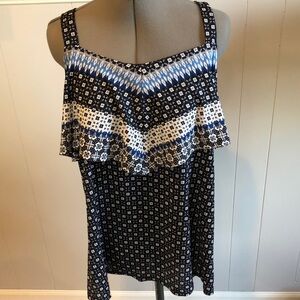 Avenue Women's Blue Geometric Patterned Bandana Top